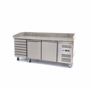Pizza Prep Fridge - 137cm - 3 Doors - Fits 8 x 1/6 GN - incl Glass Cover
