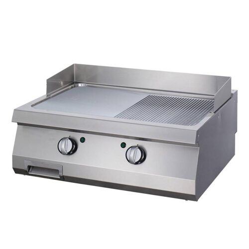 Heavy Duty Griddle - Half Grooved Chrome - Double Unit - 70cm Deep - Electric