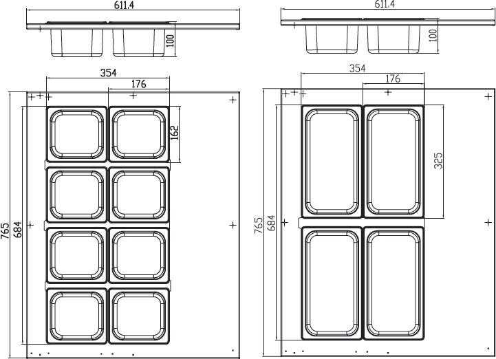 Saladette - 67L - incl 8 x 1/6 GN - Tabletop