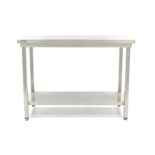 Stainless Steel Table - 100 x 60cm - Adjustable Height - with Storage Shelf