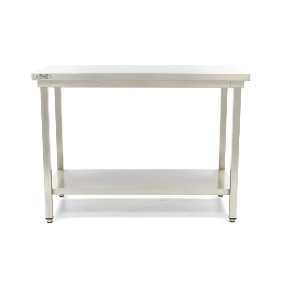 Stainless Steel Table - 160 x 60cm - Adjustable Height - with Storage Shelf