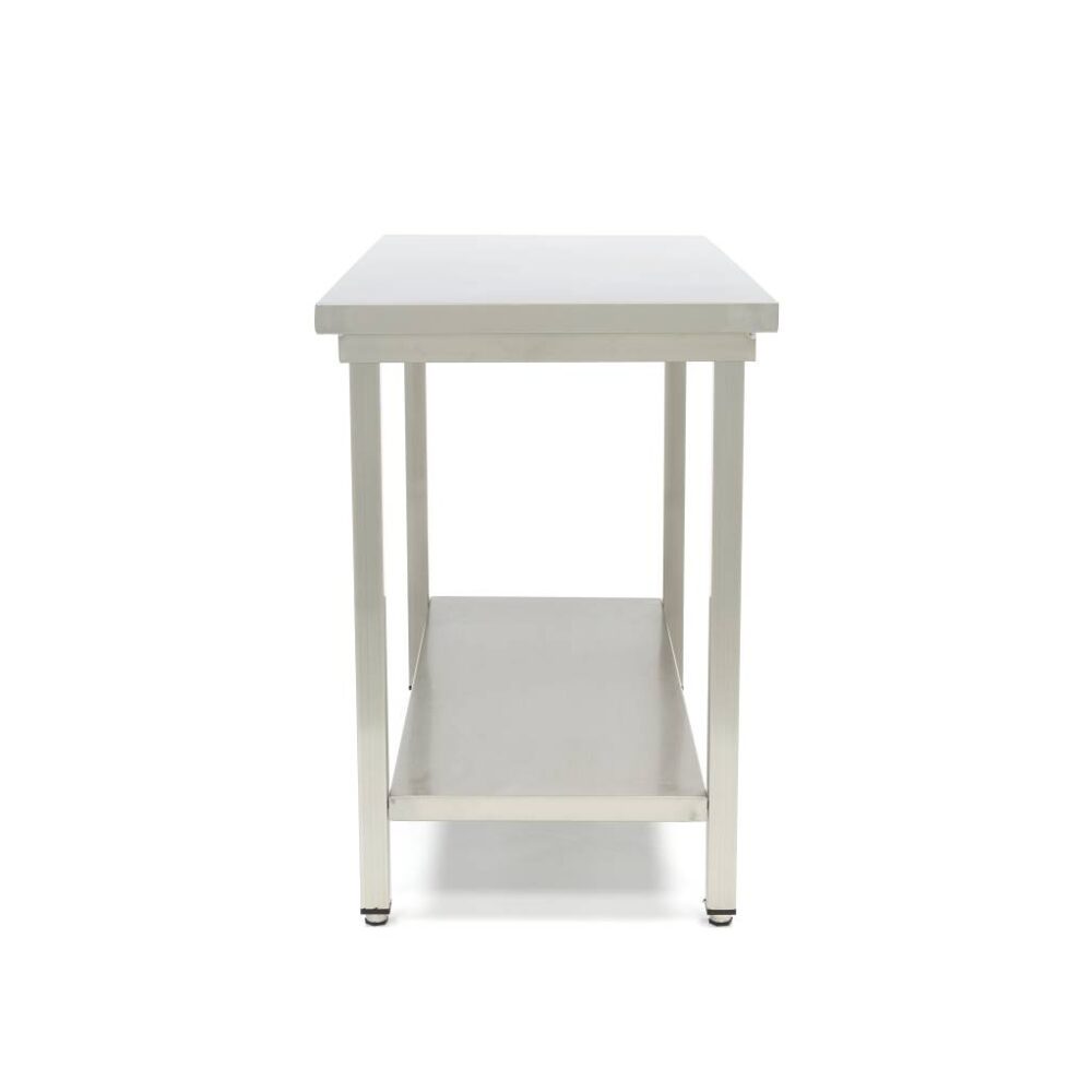 Stainless Steel Table - 160 x 60cm - Adjustable Height - with Storage Shelf