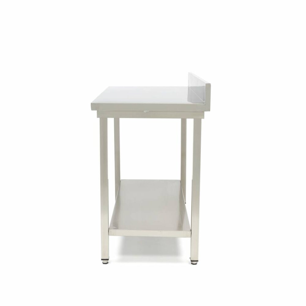 Stainless Steel Table - 200 x 70cm - Adjustable Height - with Backsplash