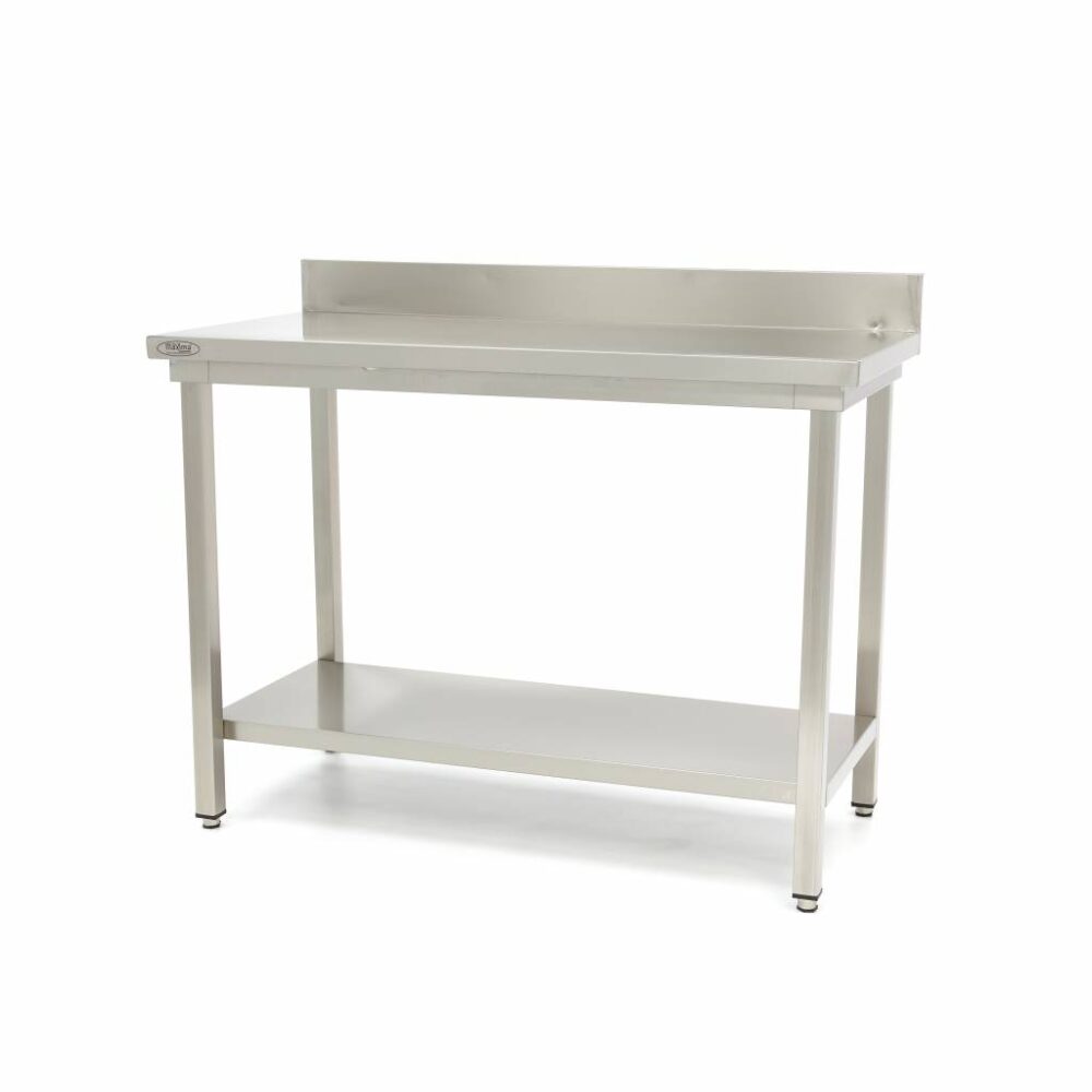 Stainless Steel Table - 160 x 70cm - Adjustable Height - with Backsplash