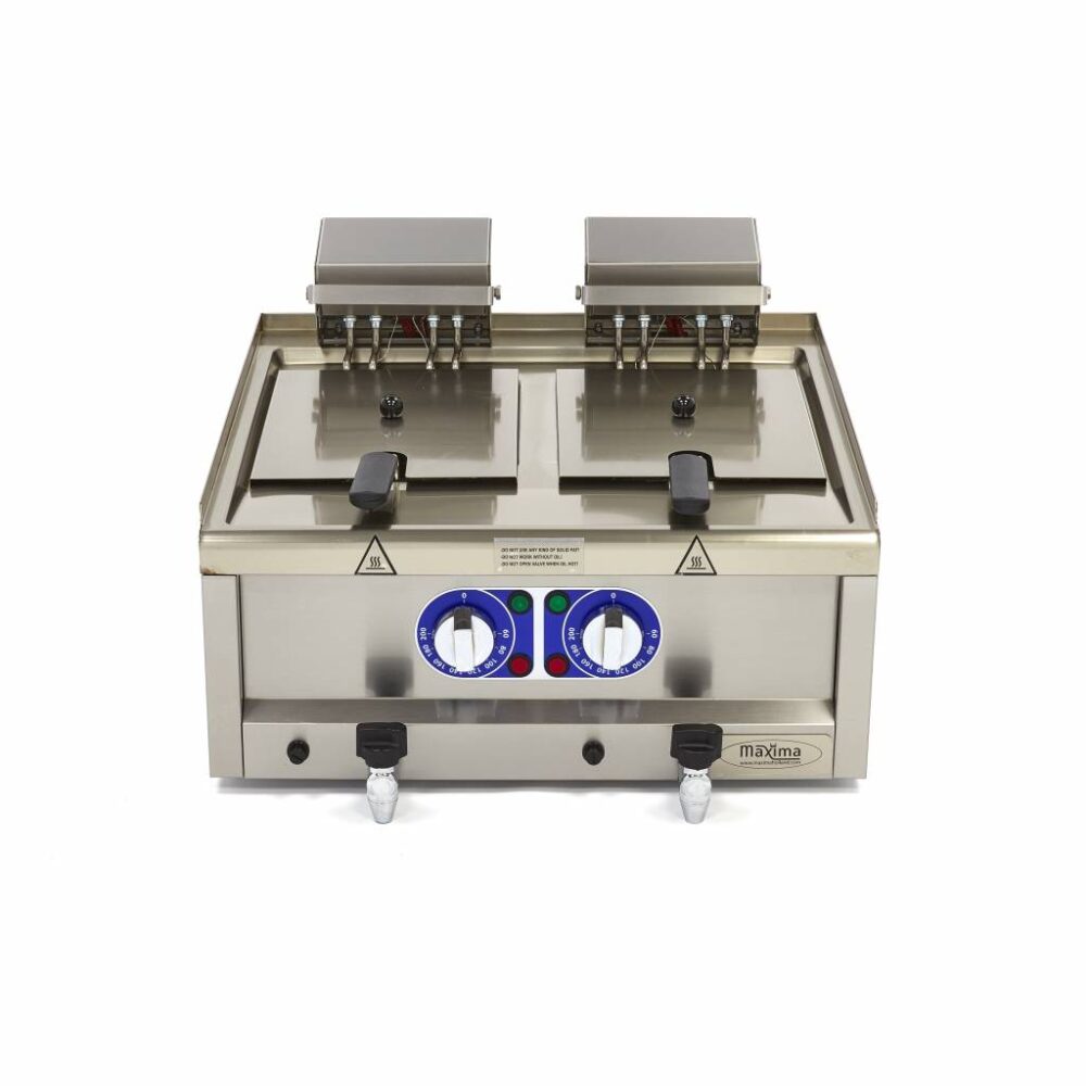 Deep Fryer - 2 x 10L - 2 Baskets - with Drain Tap - 400V