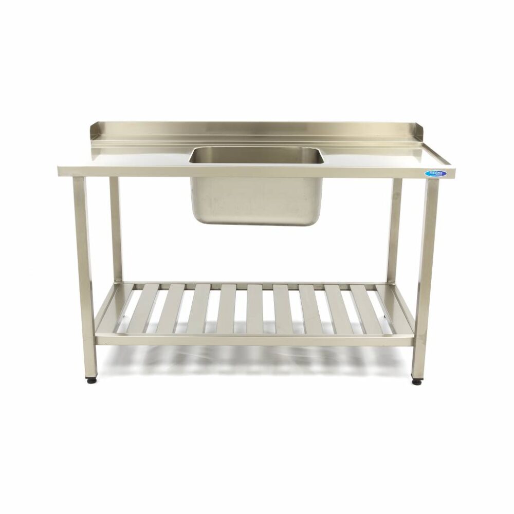 Dishwasher Table - 160 x 75cm - Right - with Sink and Backsplash - incl Storage Shelf