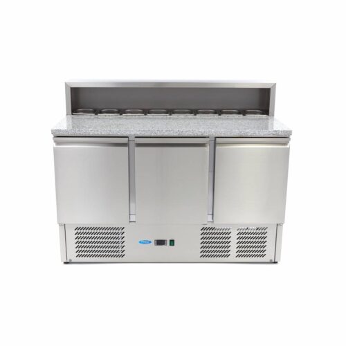 Pizza Prep Fridge - 137cm - 3 Doors - Fits 8 x 1/6 GN - incl Stainless Steel Cover