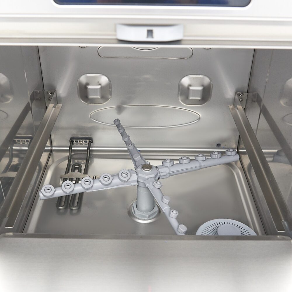 Undercounter Dishwasher - 50 x 50cm - with Drain, Rinse Aid and Soap Pump - Digital Display - 400V
