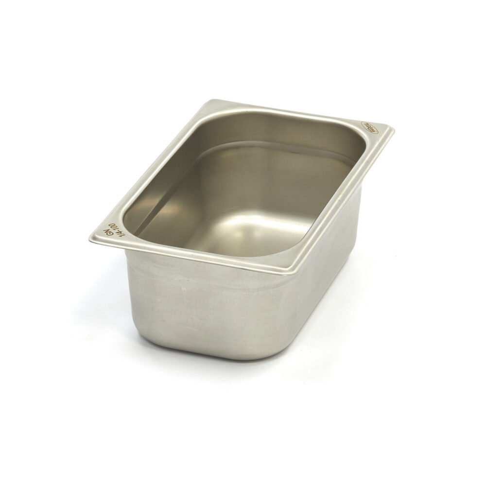 Gastronorm konteineris 1/4 GN - 10 cm gylio - 26,5 x 16,2 cm - Nerūdijantis plienas