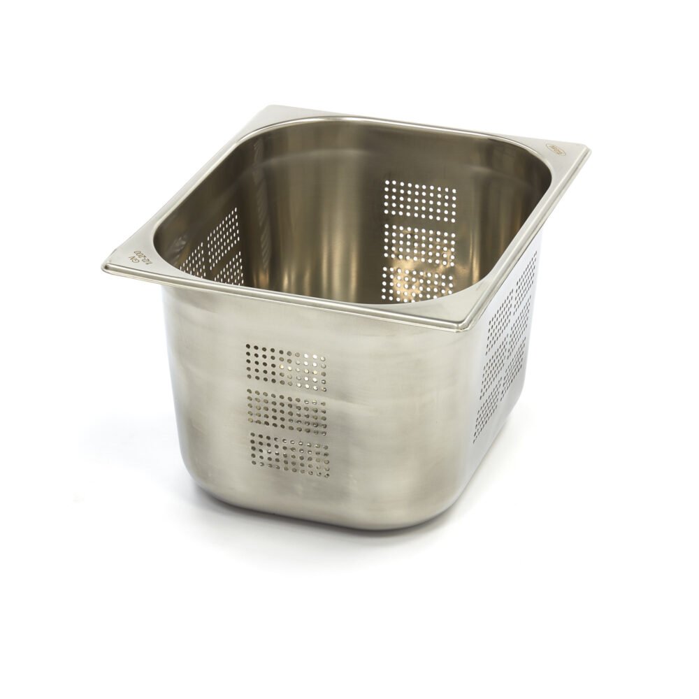 Gastronorm konteineris 1/2 GN - perforuotas - 20 cm gylio - 32,5 x 26,5 cm - nerūdijantis plienas