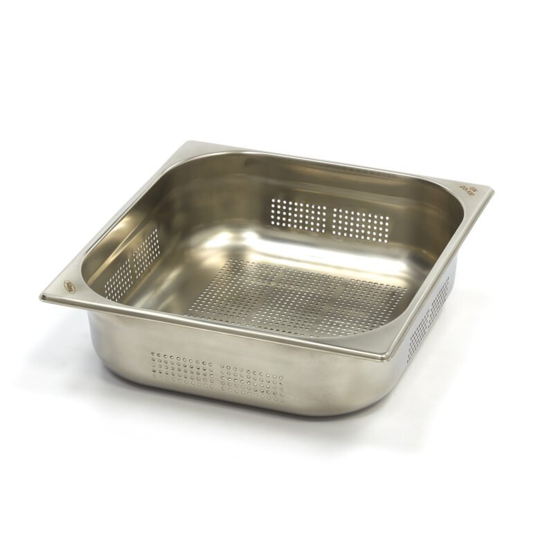 Gastronorm konteineris 2/3 GN - perforuotas - 10 cm gylio - 32,5 x 35,4 cm - nerūdijantis plienas