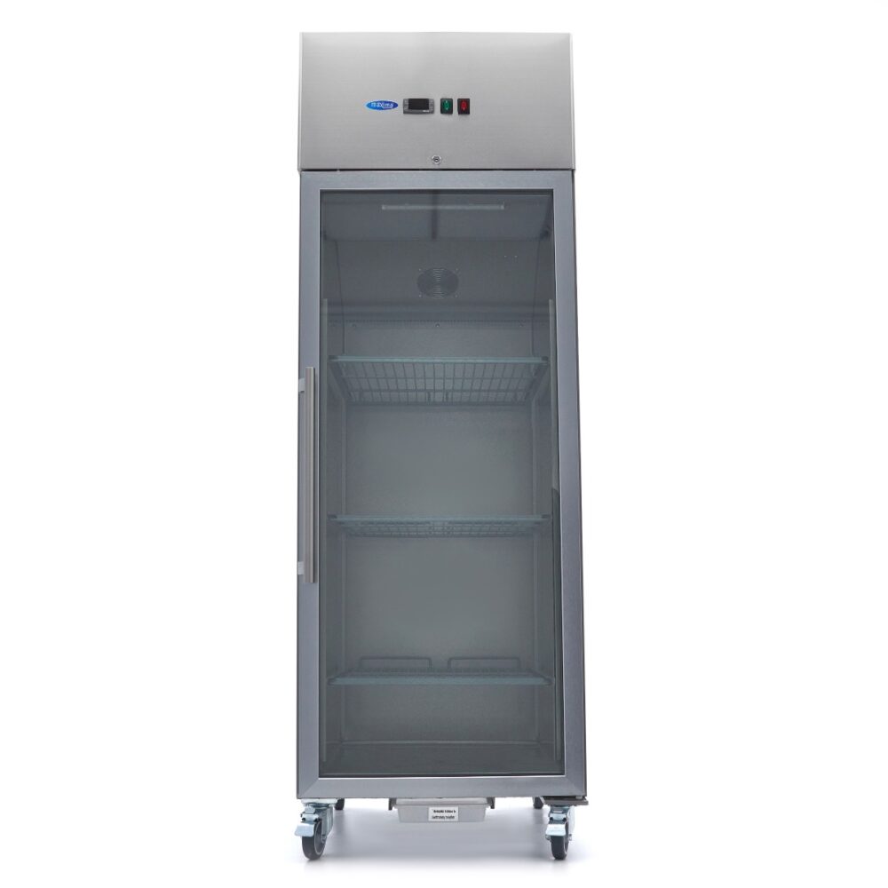 Freezer - 600L - 3 Adjustable Shelves (2/1GN) - Stainless Steel - with Glass Door