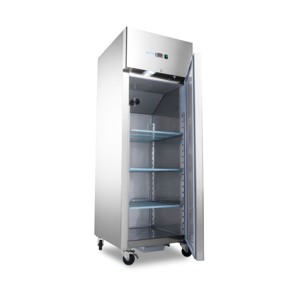 Fridge - 600L - 3 Adjustable Shelves (2/1 GN) - Stainless Steel - on Wheels