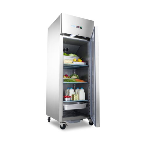 Fridge - 600L - 3 Adjustable Shelves (2/1 GN) - Stainless Steel - on Wheels