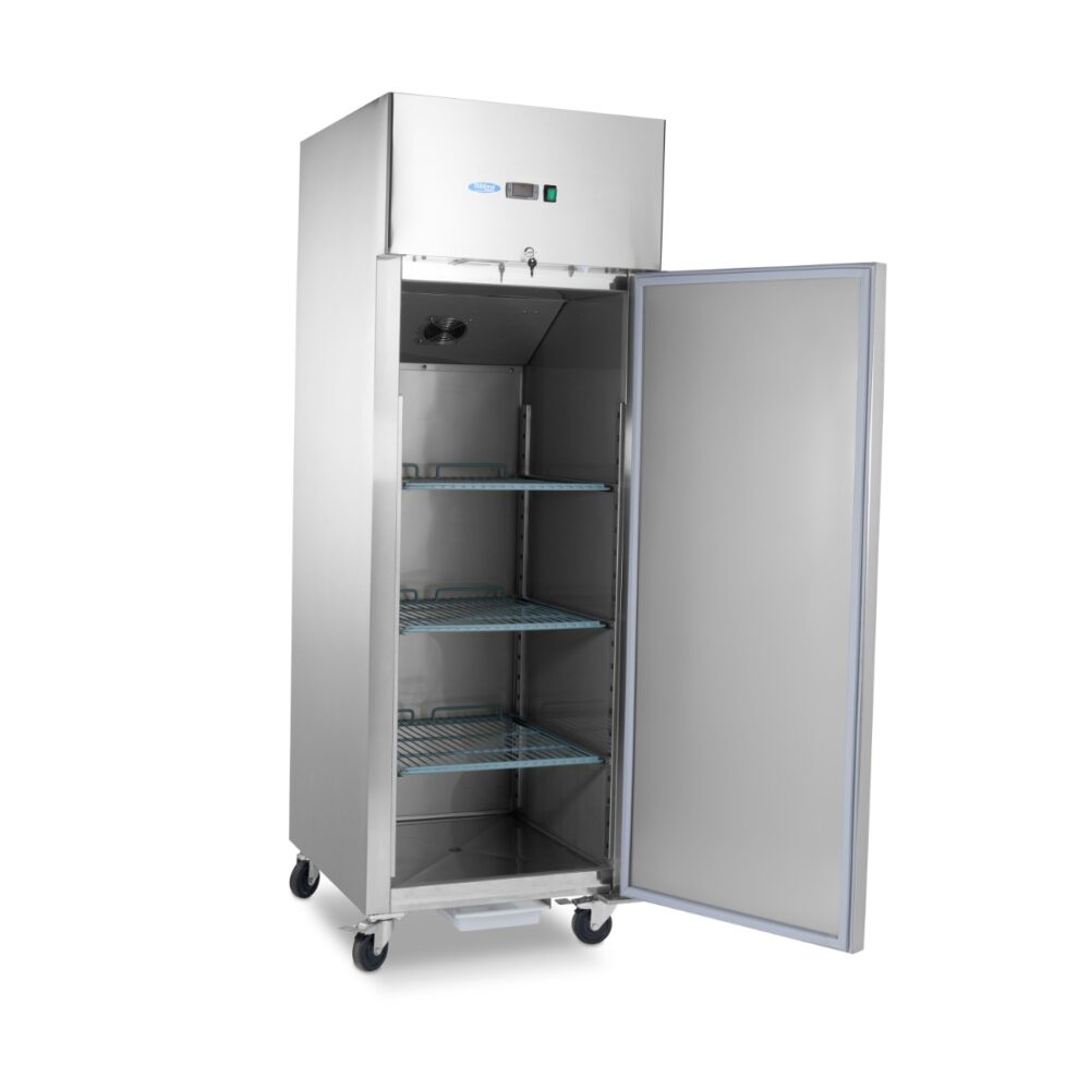 Fridge - 600L - 3 Adjustable Shelves (2/1 GN) - Stainless Steel - on Wheels