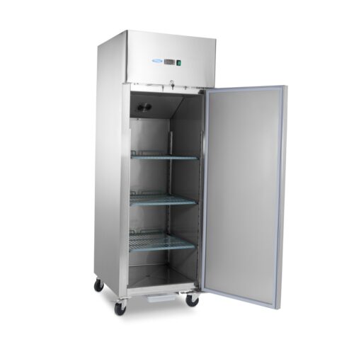 Fridge - 600L - 3 Adjustable Shelves (2/1 GN) - Stainless Steel - on Wheels