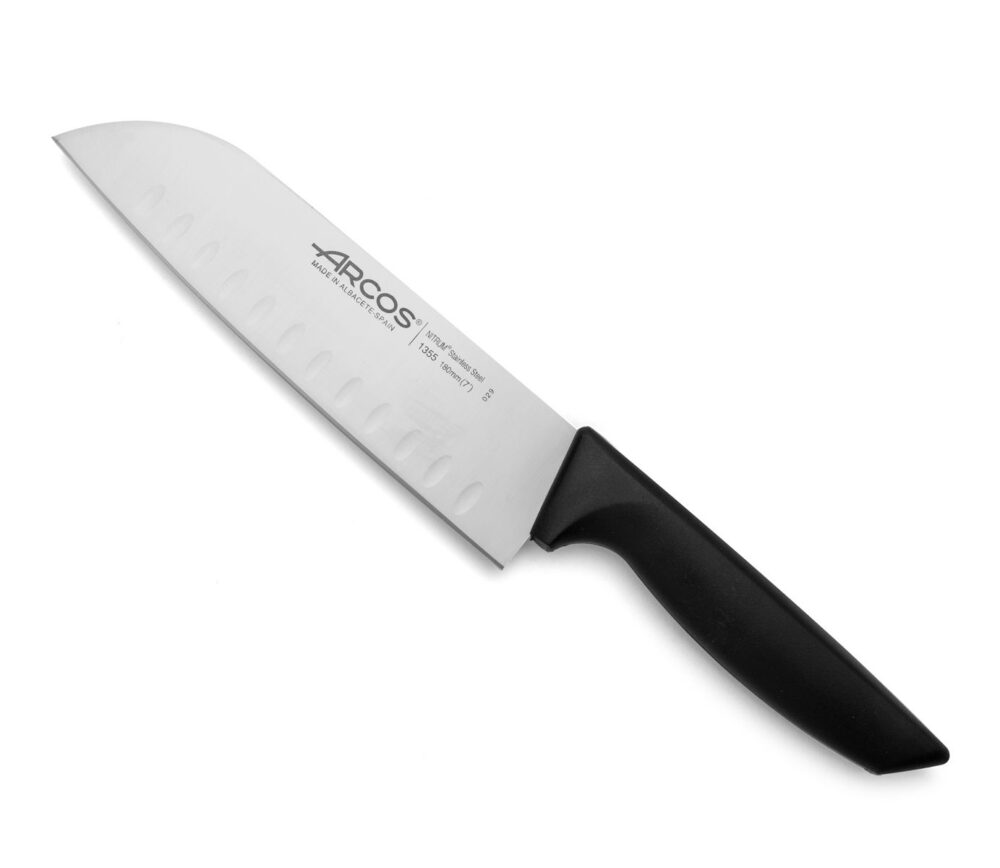 Santoku peilis su „Granton“ kraštu, NIZA serija, Arcos, Juodas, (L)314mm
