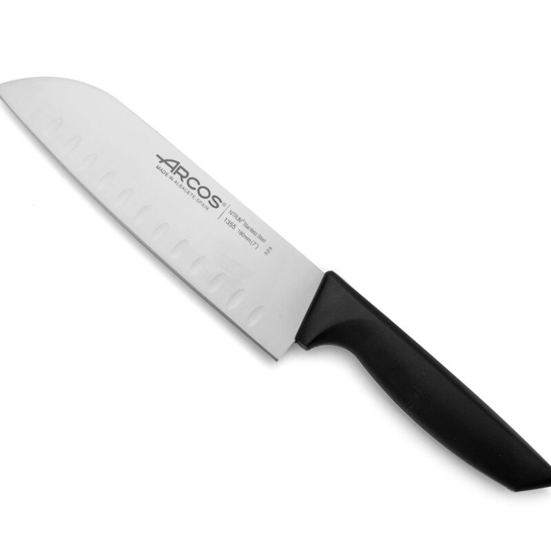 Santoku peilis su „Granton“ kraštu, NIZA serija, Arcos, Juodas, (L)314mm