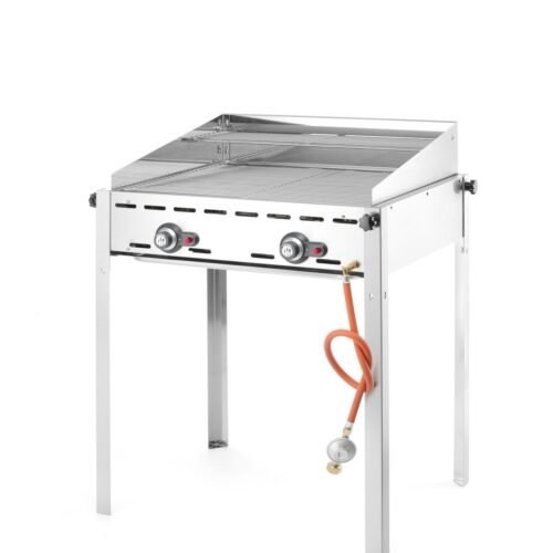 Dujinis 2 degiklių grilis Green Fire Profi Line, HENDI, Profi Line, Emaliuota ketaus keptuvė ir grotelės GN 1/1, 11,6kW, 740x615x(H)825mm