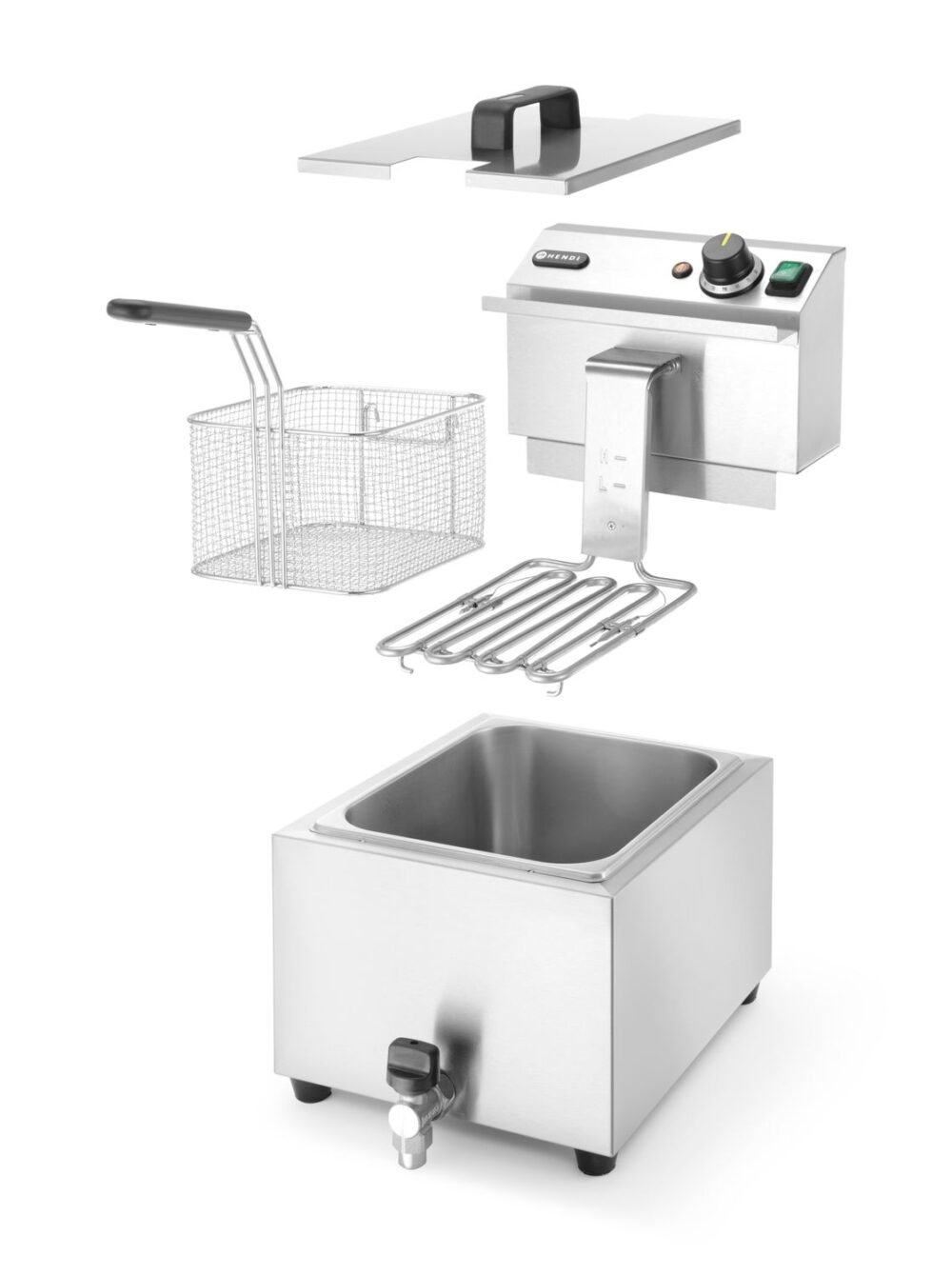 Gruzdintuvė Profi Line su išleidimo čiaupu, 8 l, HENDI, Profi Line, 8L, Šviesiai pilkas, 230V/3500W, 305x515x(H)354mm