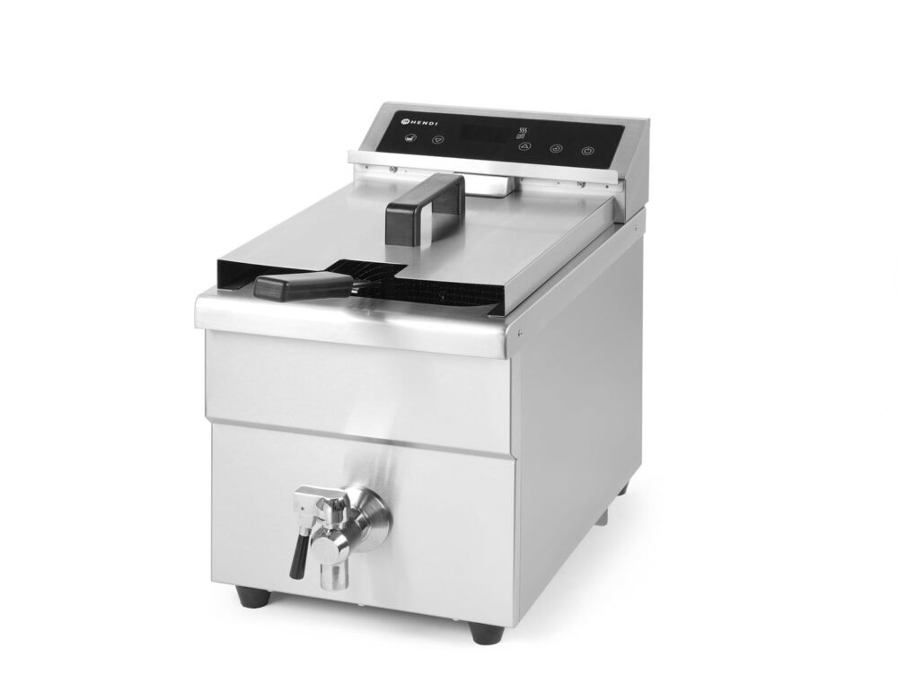 Indukcinė gruzdintuvė su išleidimo čiaupu, 8 l, HENDI, 8L, Šviesiai pilkas, 230V/3500W, 288x619x(H)408mm