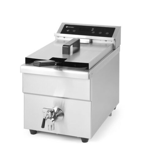 Indukcinė gruzdintuvė su išleidimo čiaupu, 8 l, HENDI, 8L, Šviesiai pilkas, 230V/3500W, 288x619x(H)408mm