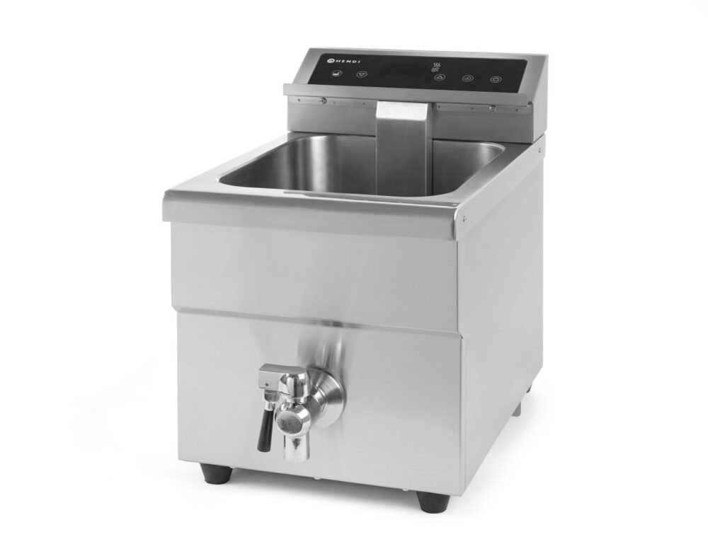 Indukcinė gruzdintuvė su išleidimo čiaupu, 8 l, HENDI, 8L, Šviesiai pilkas, 230V/3500W, 288x619x(H)408mm
