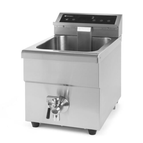 Indukcinė gruzdintuvė su išleidimo čiaupu, 8 l, HENDI, 8L, Šviesiai pilkas, 230V/3500W, 288x619x(H)408mm