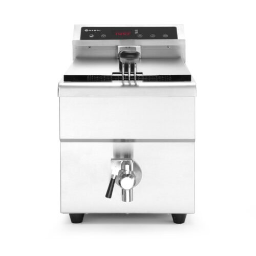 Indukcinė gruzdintuvė su išleidimo čiaupu, 8 l, HENDI, 8L, Šviesiai pilkas, 230V/3500W, 288x619x(H)408mm