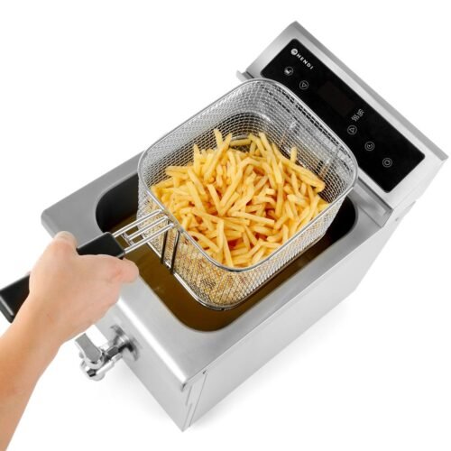 Indukcinė gruzdintuvė su išleidimo čiaupu, 8 l, HENDI, 8L, Šviesiai pilkas, 230V/3500W, 288x619x(H)408mm