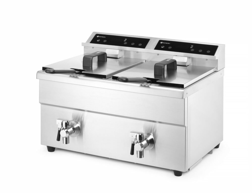 Indukcinė gruzdintuvė su išleidimo čiaupu – 2 x 8 l, HENDI, Profi Line, 16L, 230V/7000W, 577x609x(H)410mm