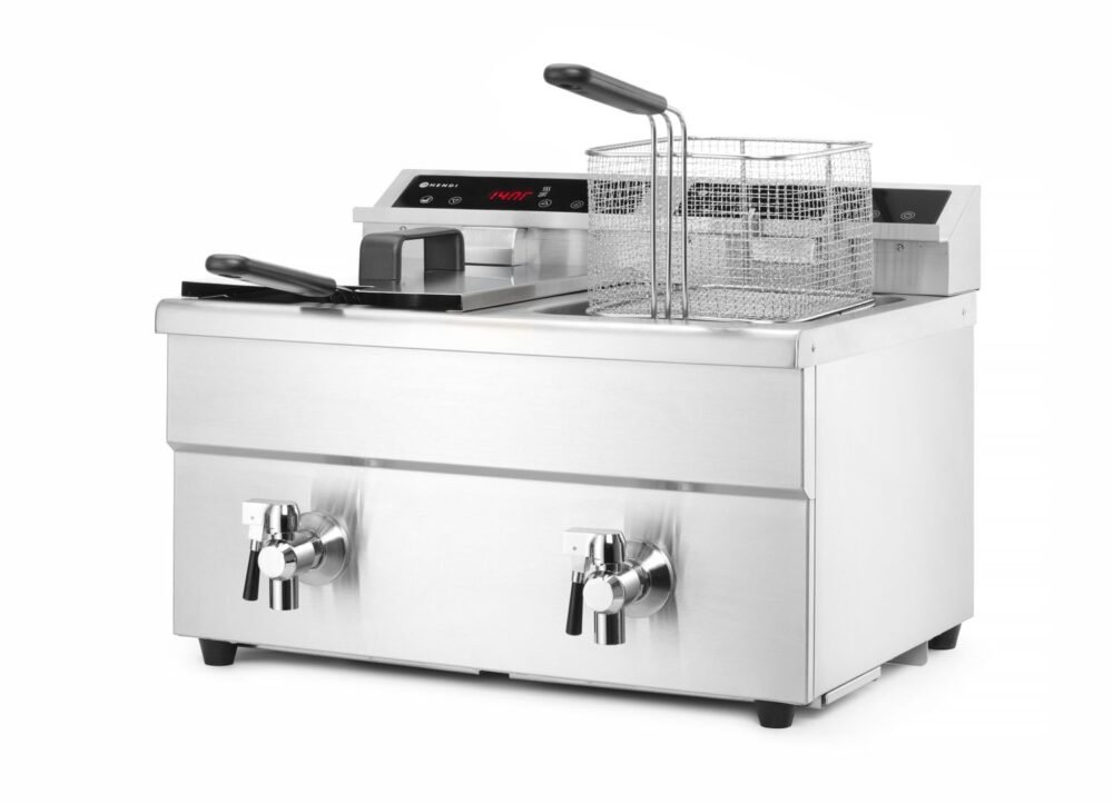 Indukcinė gruzdintuvė su išleidimo čiaupu – 2 x 8 l, HENDI, Profi Line, 16L, 230V/7000W, 577x609x(H)410mm