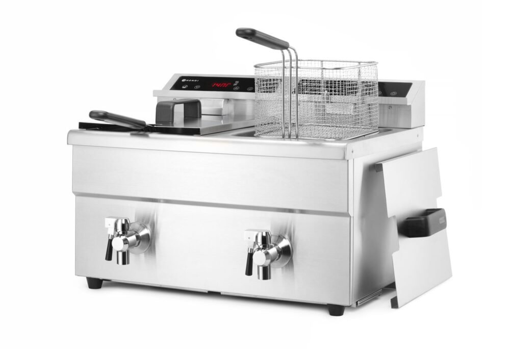 Indukcinė gruzdintuvė su išleidimo čiaupu – 2 x 8 l, HENDI, Profi Line, 16L, 230V/7000W, 577x609x(H)410mm