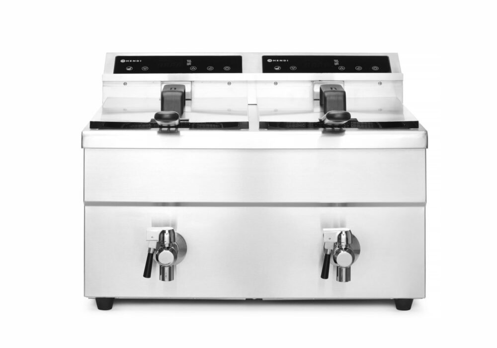 Indukcinė gruzdintuvė su išleidimo čiaupu – 2 x 8 l, HENDI, Profi Line, 16L, 230V/7000W, 577x609x(H)410mm