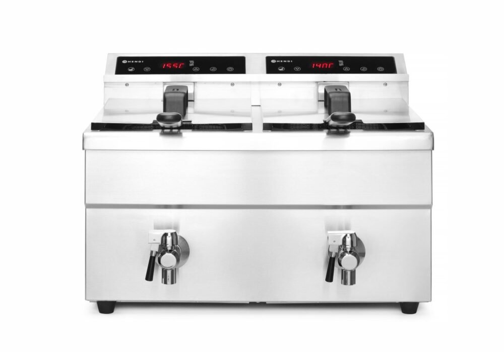 Indukcinė gruzdintuvė su išleidimo čiaupu – 2 x 8 l, HENDI, Profi Line, 16L, 230V/7000W, 577x609x(H)410mm