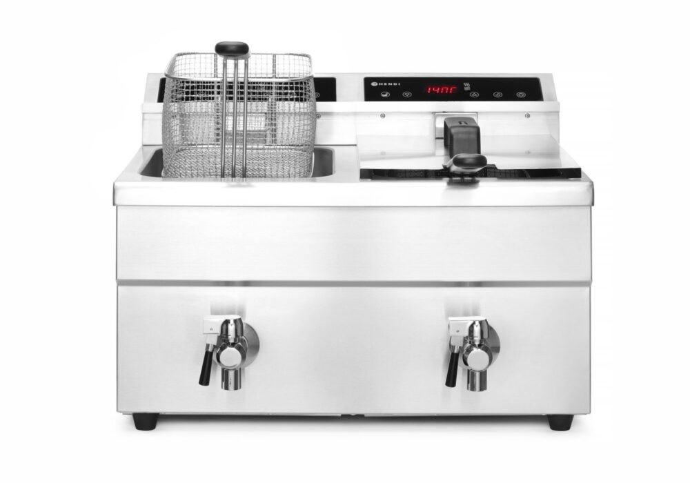 Indukcinė gruzdintuvė su išleidimo čiaupu – 2 x 8 l, HENDI, Profi Line, 16L, 230V/7000W, 577x609x(H)410mm
