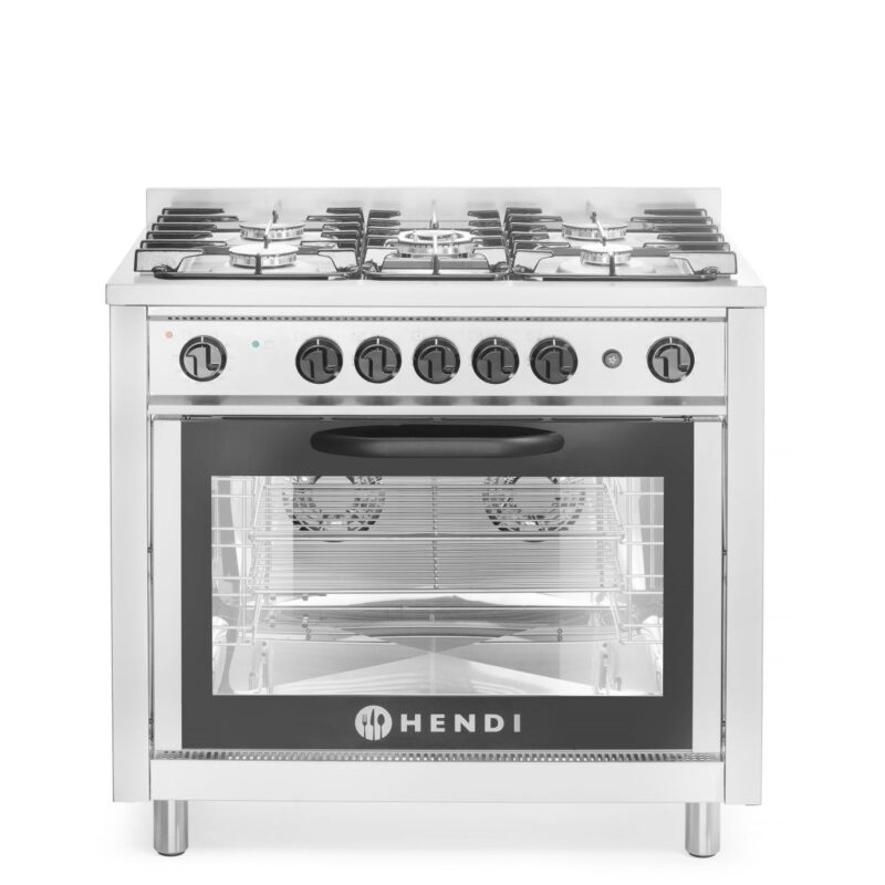 Dujinė viryklė – 5 degikliai su elektrine orkaite, HENDI, Kitchen Line, Sidabro, 230V/2900W, 14,3kW, 900x653x(H)900mm