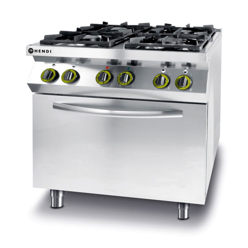 Dujinė viryklė, 4 degikliai, su konvekcine orkaite GN 1/1, HENDI, Kitchen Line, 230V/3000W, 19kW, 800x722x(H)900mm