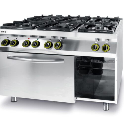 Dujinė viryklė Kitchen Line, 6 degikliai, su konvekcine orkaite GN 1/1, HENDI, Kitchen Line, 230V/3000W, 28,5kW, 1200x722x(H)900mm