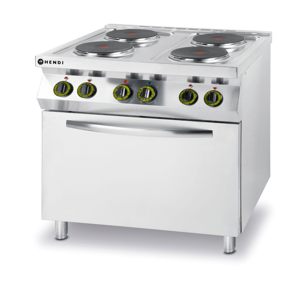 4 kaitviečių elektrinė viryklė Kitchen Line su elektrine konvekcine kepimo orkaite GN 1/1, HENDI, Kitchen Line, GN 1/1, 400V/13400W, 800x700x(H)900mm