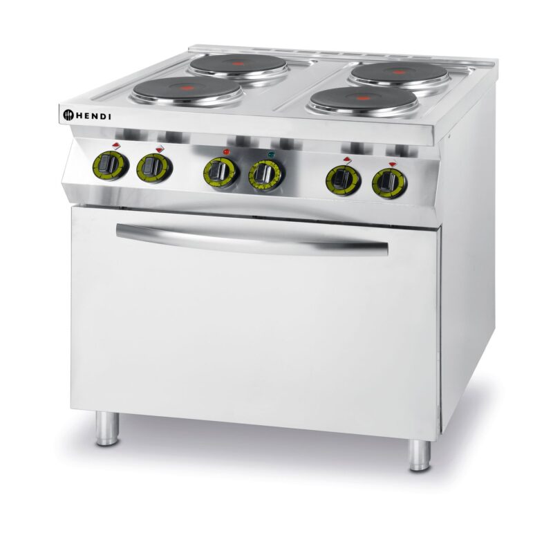 4 kaitviečių elektrinė viryklė Kitchen Line su elektrine konvekcine kepimo orkaite GN 1/1, HENDI, Kitchen Line, GN 1/1, 400V/13400W, 800x700x(H)900mm