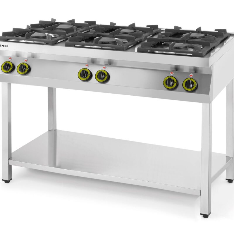 Dujinė viryklė, 6 degikliai, su atviru stovu, HENDI, Kitchen Line, 28,5kW, 1200x700x(H)900mm