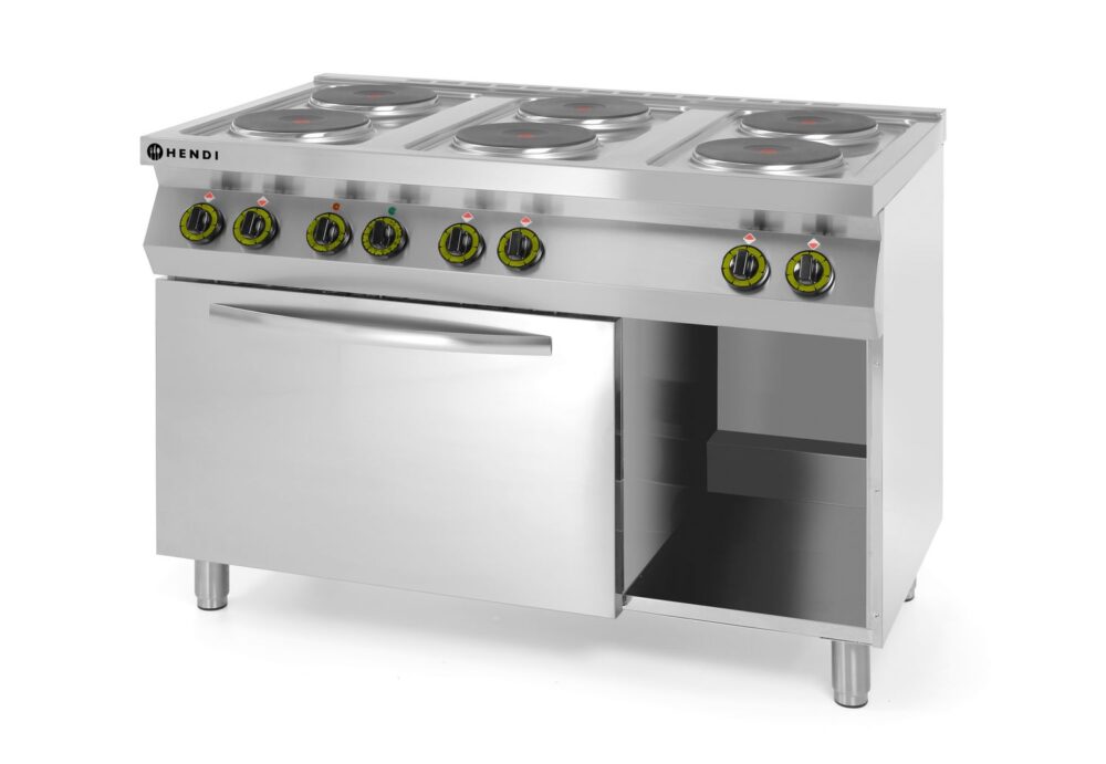 6 kaitviėčių elektrinė viryklė Kitchen Line su konvekcine elektrine orkaite GN 1/1, HENDI, Kitchen Line, 400V/18600W, 1200x700x(H)900mm