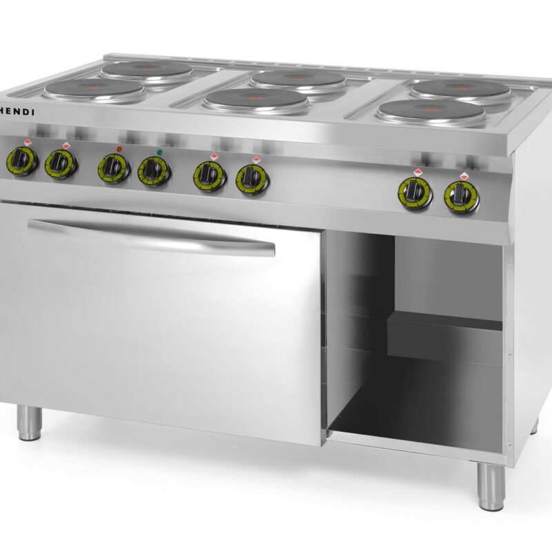 6 kaitviėčių elektrinė viryklė Kitchen Line su konvekcine elektrine orkaite GN 1/1, HENDI, Kitchen Line, 400V/18600W, 1200x700x(H)900mm