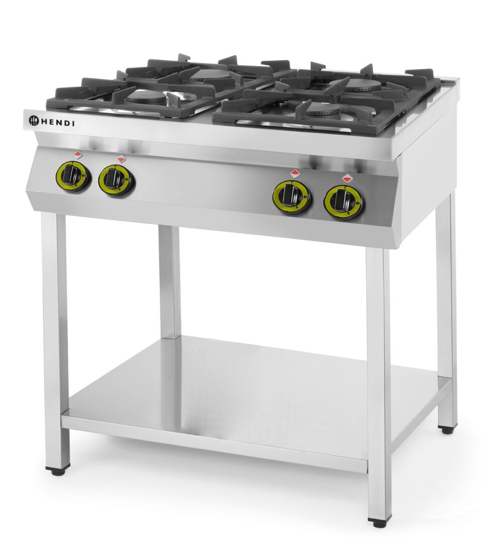 Dujinė viryklė, Kitchen Line, 4 degikliai – su atviru stovu, HENDI, Kitchen Line, 19kW, 800x700x(H)900mm