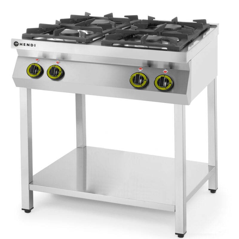 Dujinė viryklė, Kitchen Line, 4 degikliai – su atviru stovu, HENDI, Kitchen Line, 19kW, 800x700x(H)900mm