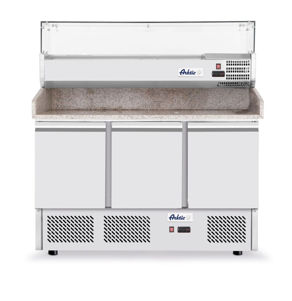 3 durų šaldymo stalas picai su antstatu ir stalviršiu iš granito, Arktic, 254L, 230V/400W, 1400x700x(H)1491mm