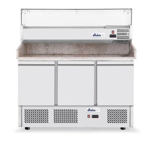 3 durų šaldymo stalas picai su antstatu ir stalviršiu iš granito, Arktic, 254L, 230V/400W, 1400x700x(H)1491mm