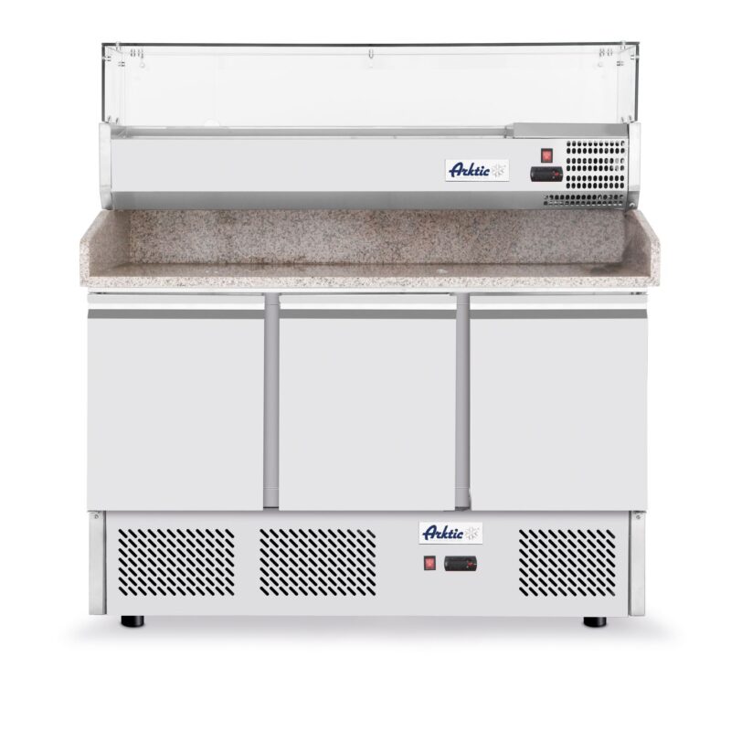 3 durų šaldymo stalas picai su antstatu ir stalviršiu iš granito, Arktic, 254L, 230V/400W, 1400x700x(H)1491mm