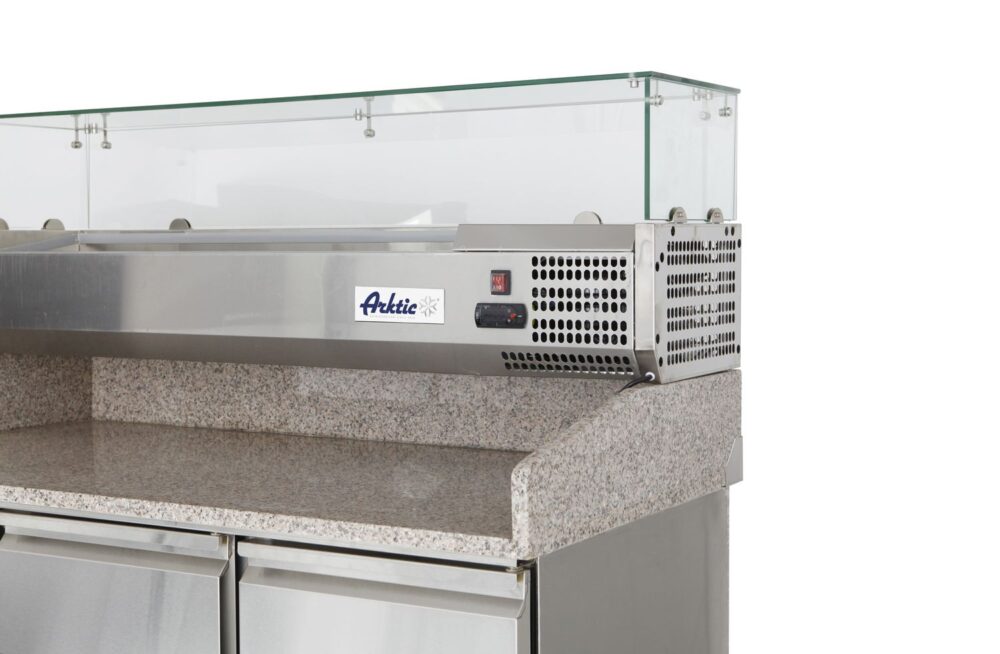 3 durų šaldymo stalas picai su antstatu ir stalviršiu iš granito, Arktic, 254L, 230V/400W, 1400x700x(H)1491mm